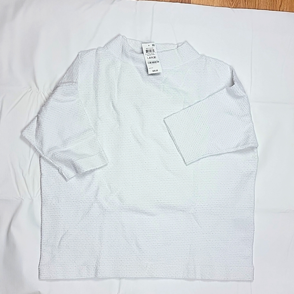 Alfani Womens Textured Pullover Blouse, Style # 100113482Ms - Large